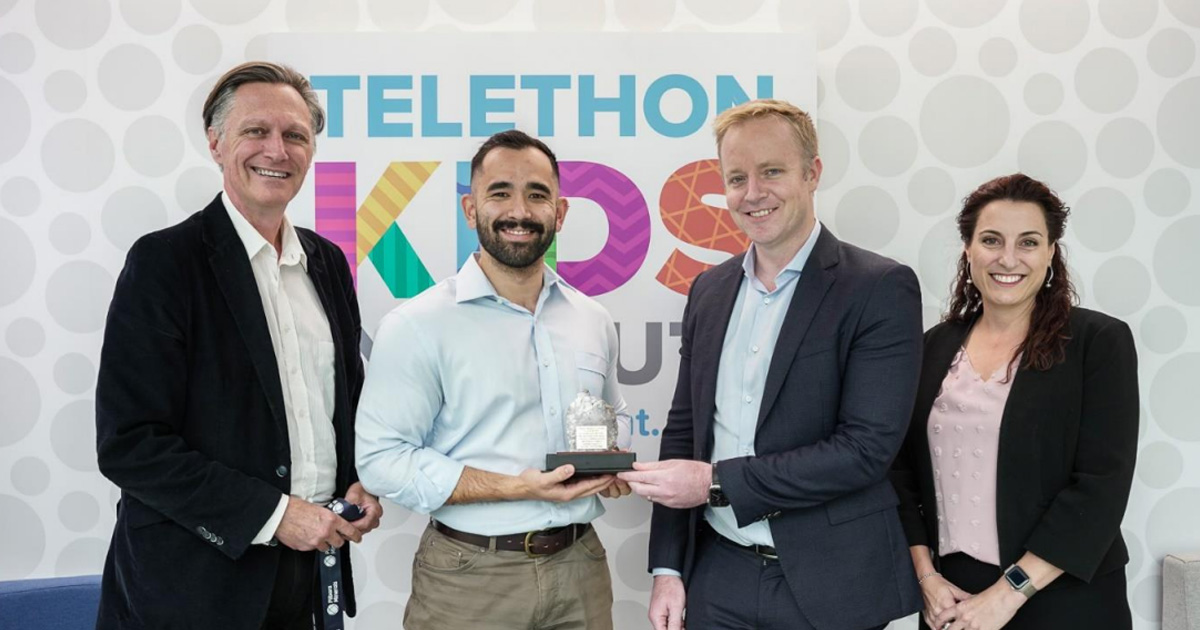 Telethon Kids Institute Executive Director Professor Jonathan Carapetis, Telethon Kids Institute Senior Research Fellow Dr Vincent Mancini, Pilbara Minerals’ Managing Director Dale Henderson, and Pilbara Minerals’ Chief Sustainability Officer Sandra McInnes