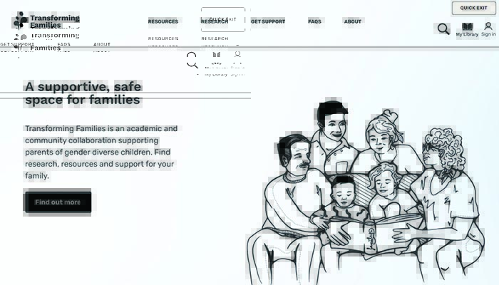 a screenshot of the Transforming Families website